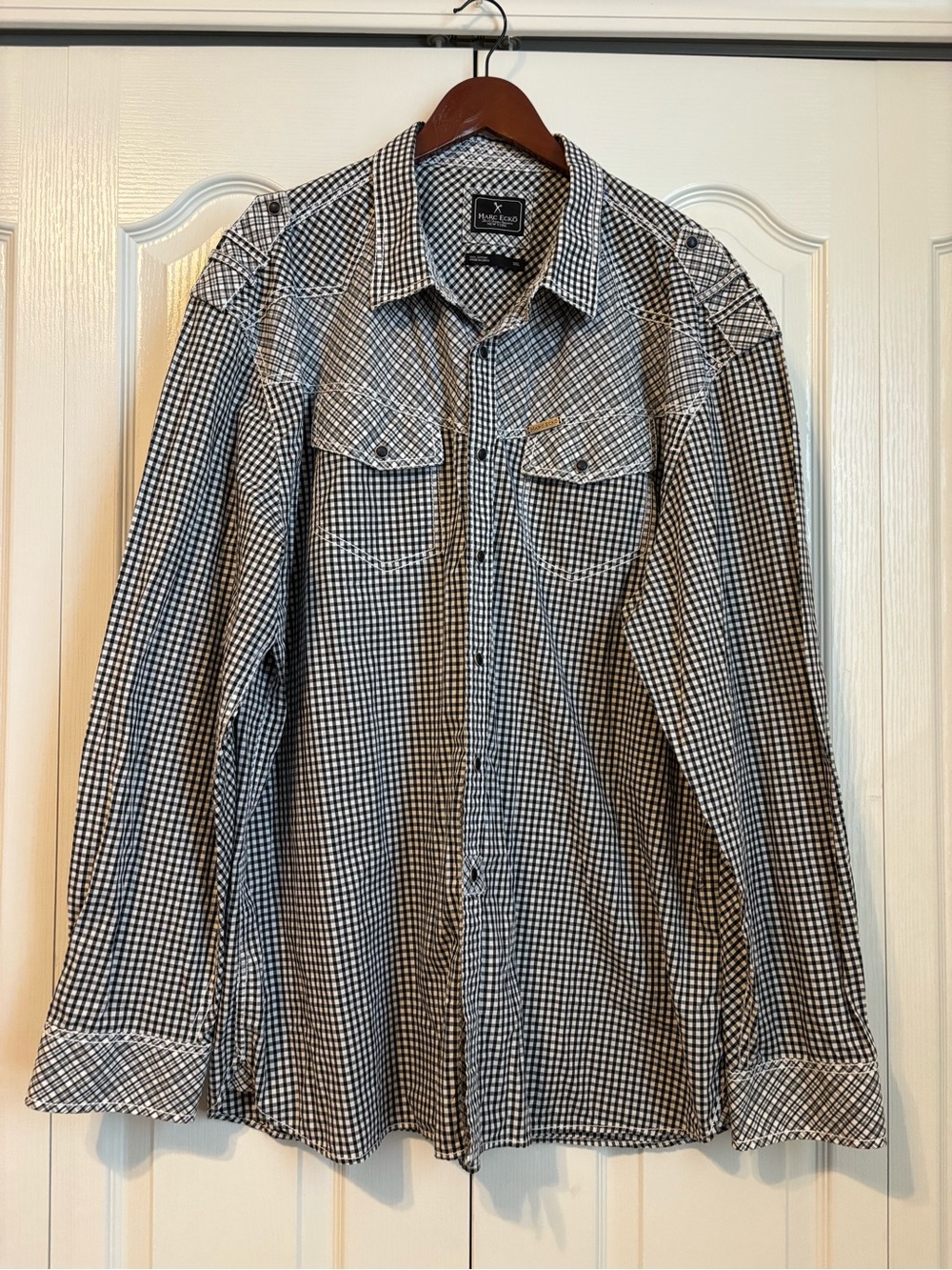 Marc Ecko Black and White Gingham Button-Up Shirt